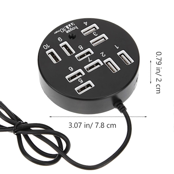 USB Hub 10 Porter USB-utvider USB Hub-forlengelse for bærbar PC stasjonær datamaskin