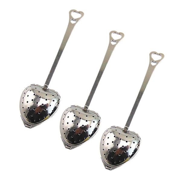 10 stk. Te-filter Langt Greb Rustfrit Stål Mesh Hjerteformet Te-si Spoon Te-infuser Spoon