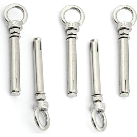 M6x80mm Ekspansjonsøye bolt med løftering, rustfritt stål, 5-pakning