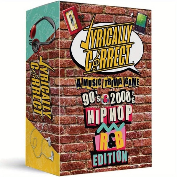 Lyrically Correct 90-talets och 2000-talets Hip Hop och R & B Musik Trivia Kortspel Familjesammankomster Vuxen Brädspel Gåvor