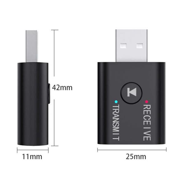 Bluetooth-adapter sender/mottaker for trådløs musikk 3,5 mm AUX