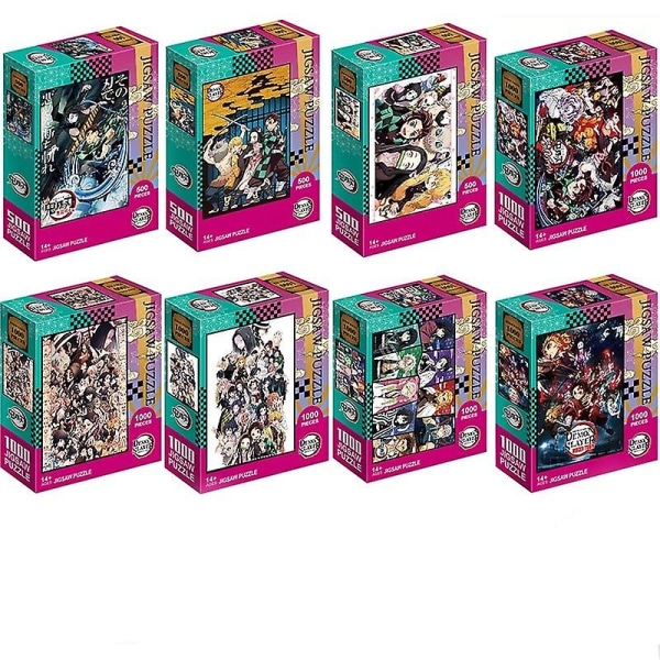 Anime Puslespil 500pcs 1000pcs Demon Slayer Alder 14+ Julegave Børns pædagogiske puslespil