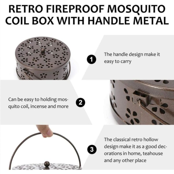 Retro Røgelse Holder Vintage Mosquito Coil Holder Iron (Bronze)