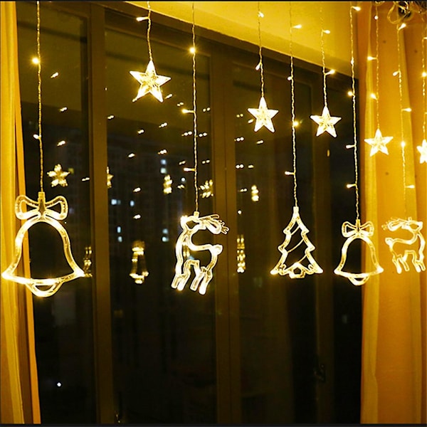 138 LED gardinlys juletræ elg lyskæde juledekoration