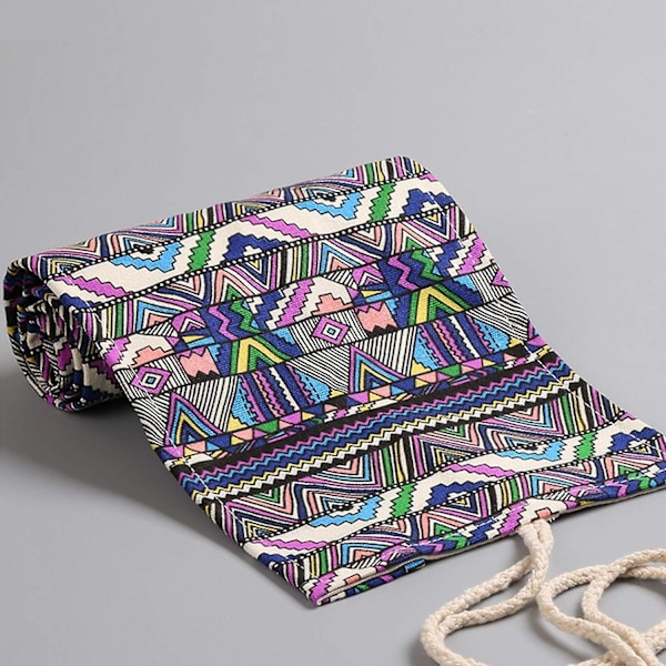 2024 Ny farvet blyantholder taske, 72 slots lærred wrap holder rulle