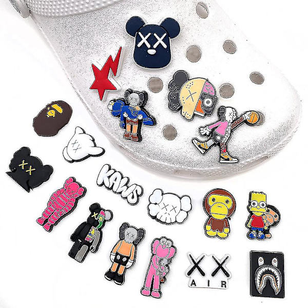 18 kpl Kaws-kenkäkoristeita DIY-Crocs-kenkiin, sormuksiin, rannekkeisiin ja muihin