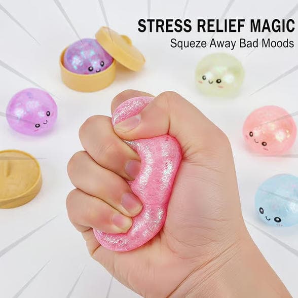 12 stk. Glitter Dumpling Squishy, ​​2026 Opgraderet Mini Squishy Dumpling Legetøj, Søde Stressbolde Fidget Sanselegetøj, Jul