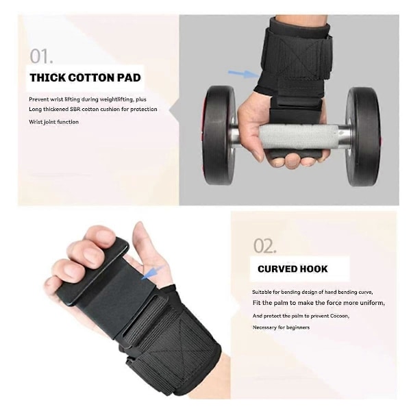 2 st Lyftkrok Power Hook Handledsrem Halkfri Hård Dragkrok Pull-Up Handrem Grepp Handledsrem Stil:B