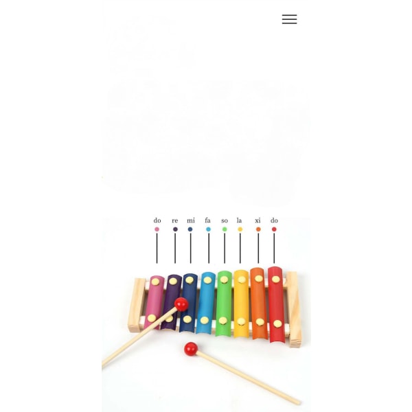 8-tonet naturlig tre små xylofon klokkespill for barn med flerfargede metallstenger inkludert 1 sett med barnesikre treklubber