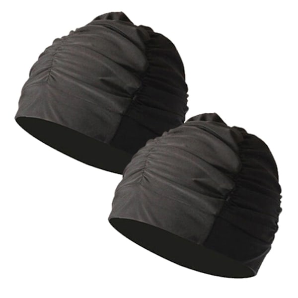 2 stk. Badeh s Polyester Plissert Svømmeturban Store Badeh s for Menn Kvinner Langt Hår Kort Hår