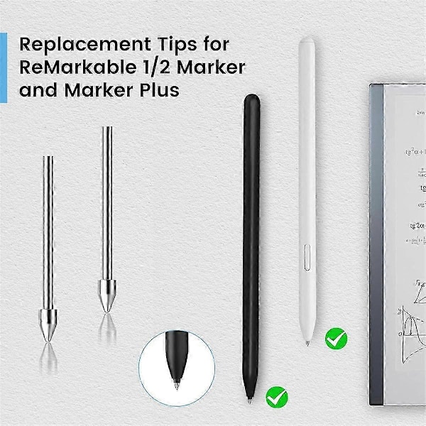 Remarkable 2 Penspidser, 3-pak Metal Replacement Marker Penspidser til Remarkable 1/2 Stylus Pen, Penspidser med Værktøj