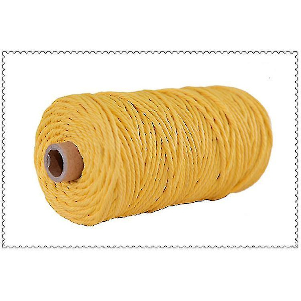 3mm Bomuldsreb Farverigt Reb Reb Beige Snoet Håndværk Makrame Snor Diy Hjem T Lysegul