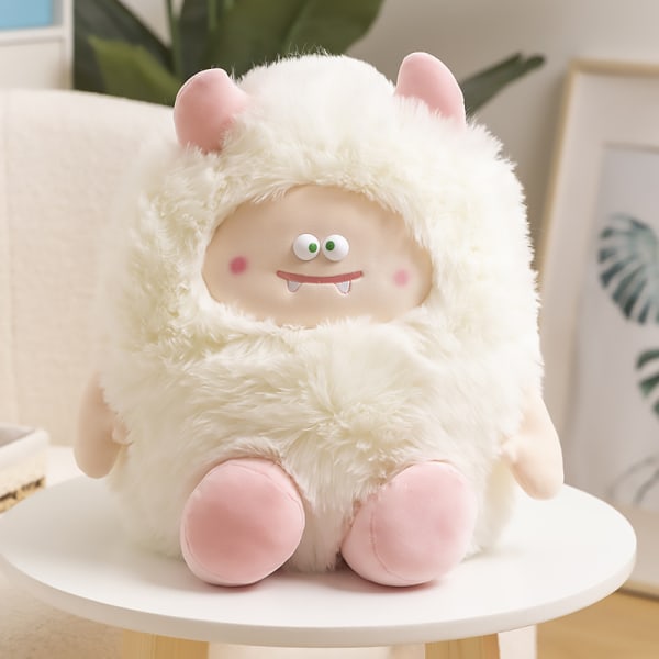 Hairy Little Monster Doll Plush Toy Gift-Monster White 50cm