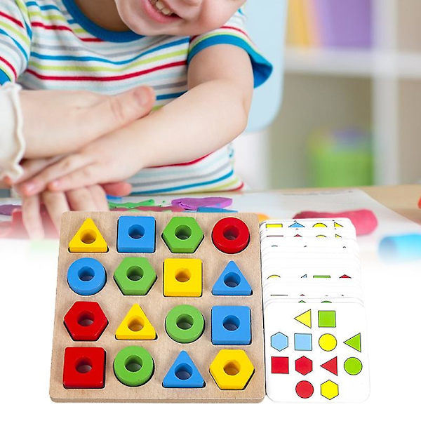 1 sæt form sorter legetøj grater-fri vandbaseret maling lyse farver træ geometriske formede byggeklodser legetøj til gave A