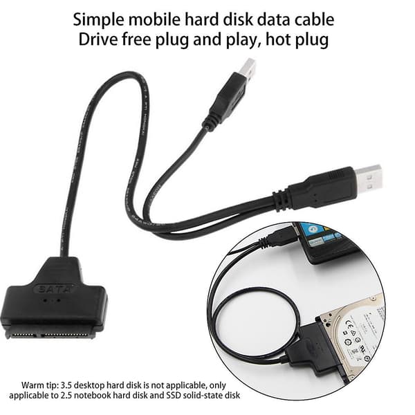 Højhastigheds Dual USB 2.0 til SATA HDD Harddisk Drev Konverter Adapter Kabel