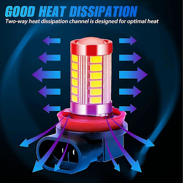 WJTG 4x H11 H9 H8 LED Strålkastare Kit Helljus/Halvljus Dimljus Körlampor 6500K Xenon VitJ