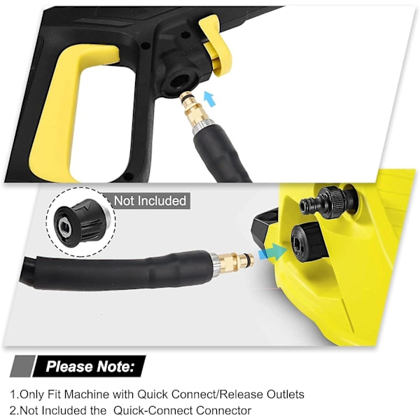 10m trykslange til højtryksrenser til Karcher K-serie højtryksrenser K2 K3 K4 K5 K6 K7 Click Plug Quick Connector(10)