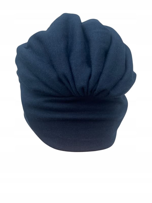 Dam turban efter kemoterapi Sara marinblå varm huvudbonad med foder