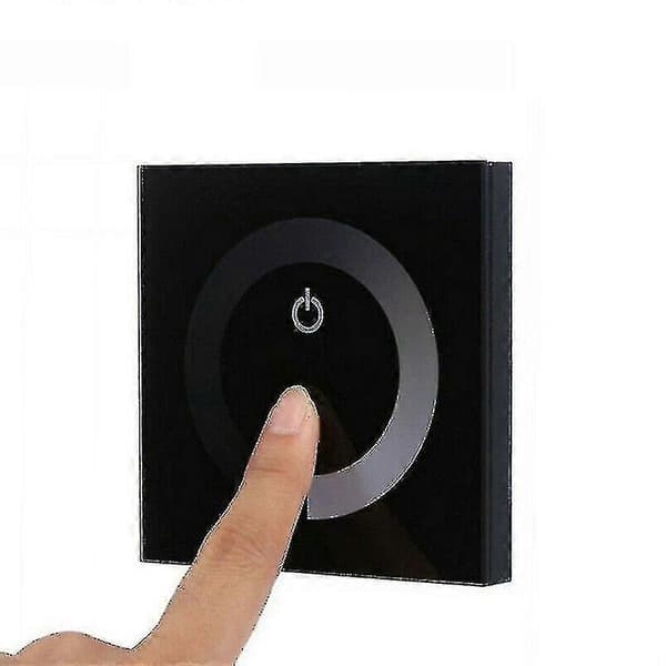 DC 12V-24V Touch Panel LED Lysdæmper Smart Controller Vægmounted Switch (farve: sort) - Yvan