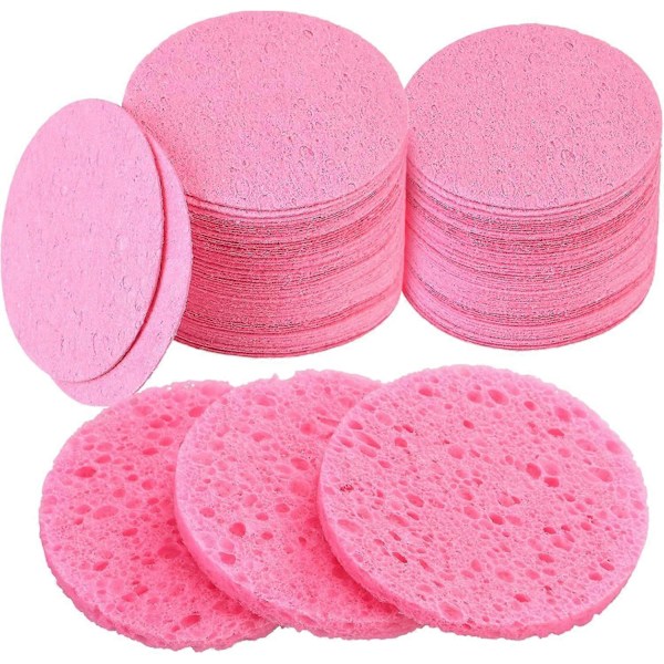 60 stk. Ansigtsvampe Komprimerede Ansigtsvampe Naturlige Rengøringssvampe til Ansigtsrensning, Peelingmaske, Makeupfjernelse (2,2 tommer, Pink) Pink 60