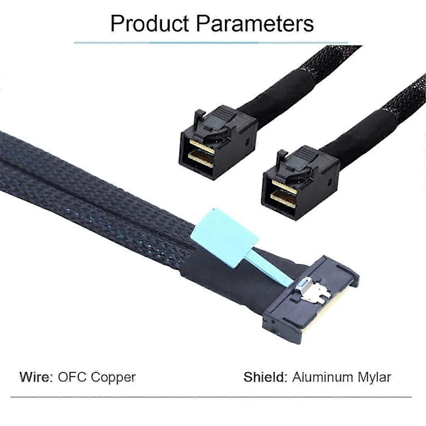 MCIO 8i - 2 X SFF 8643 -kaapeli PCIE Gen5 MCIO 8X - Mini SAS HD SFF 8643 -nopea kaapeli palvelimille ja datakeskukselle 0,5M