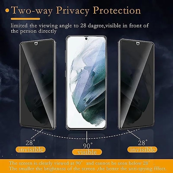 Sekretess Härdat glas Samsung Galaxy S22 Plus Skärmskydd Anti Spy Fingerprint Unlocking