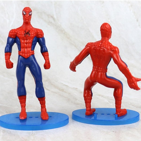 7 stk Spiderman Superhelte Action Figur Sæt Bord Ornament Spider-Man tema Fødselsdagsfest Dekorationsartikler Kage Toppers Minifigurer