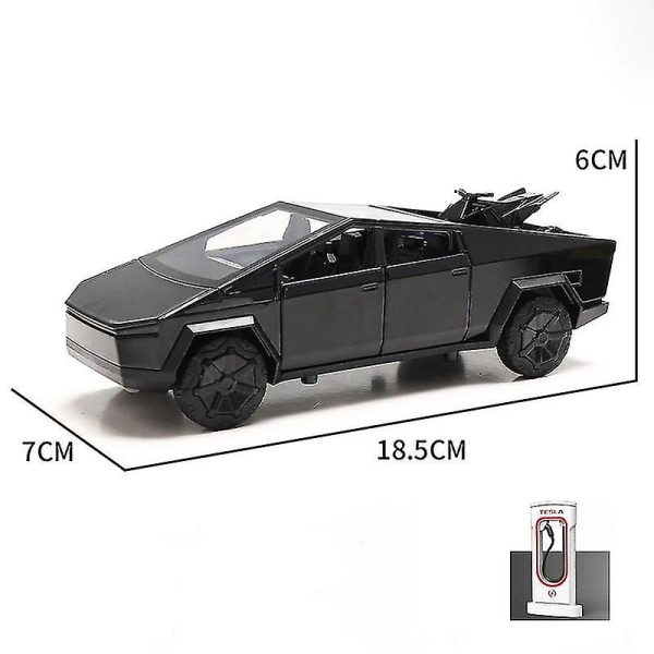 1:24 Tesla Roadster Model Y Model 3 Tesla Model S -leluauto, jossa ääni ja valo, lasten lelukeräilyesine, syntymäpäivälahja Cybertruck Black