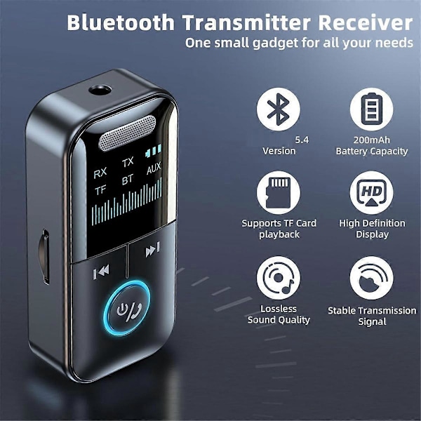 Bluetooth 5.4 Sender Modtager Trådløs Aux Bluetooth Adapter til TV/Fly/Bil/HiFi/Højttaler med Lydadapter 12