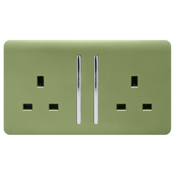Trendi 2-vägs Konstnärlig Modern Glansig 13 Amp Strömbrytare Mossgrön (3-pack)