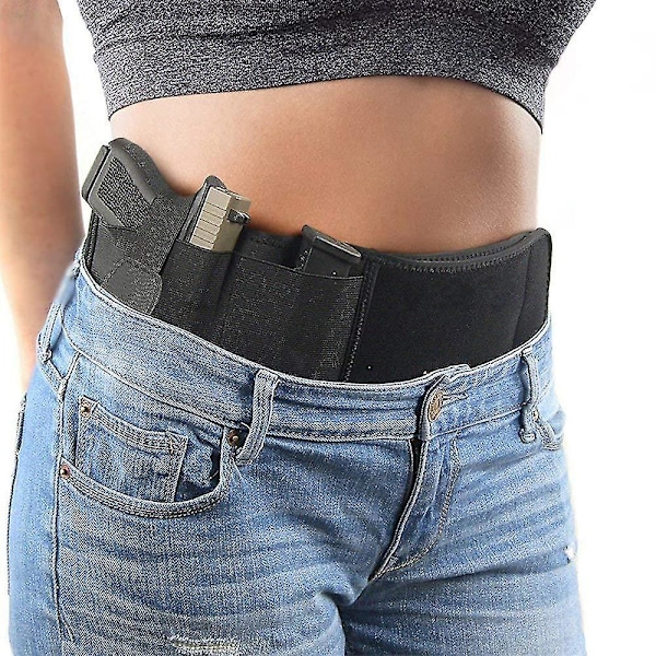 Mege Tactical Belly Gun Holster Bälte Dold Bär Pistolhållare Stretchbar Magasin Väska Militär Armé Osynlig Midjeband