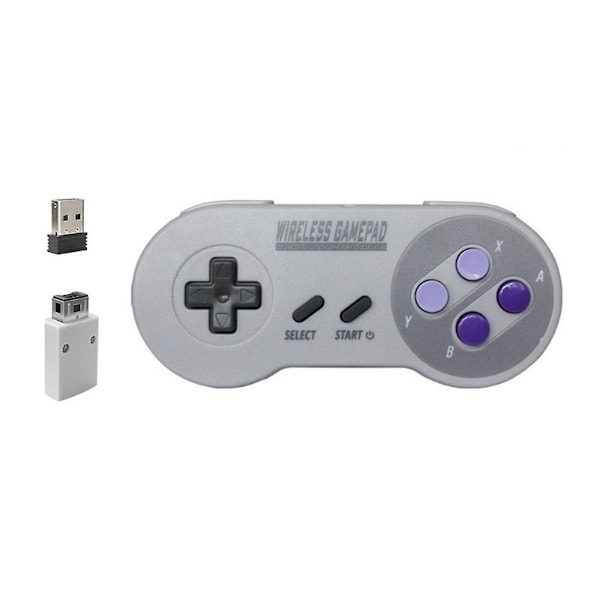 Trådløs Game Controller 2.4G Gamepad Joystick Kompatibel med SNES Mini PC Windows NS Switch