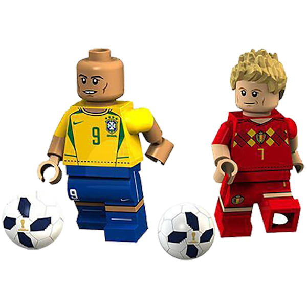 8 stk / Sett Super Star Minifigurer Leke Fotballspiller Byggeklosser Shytmv