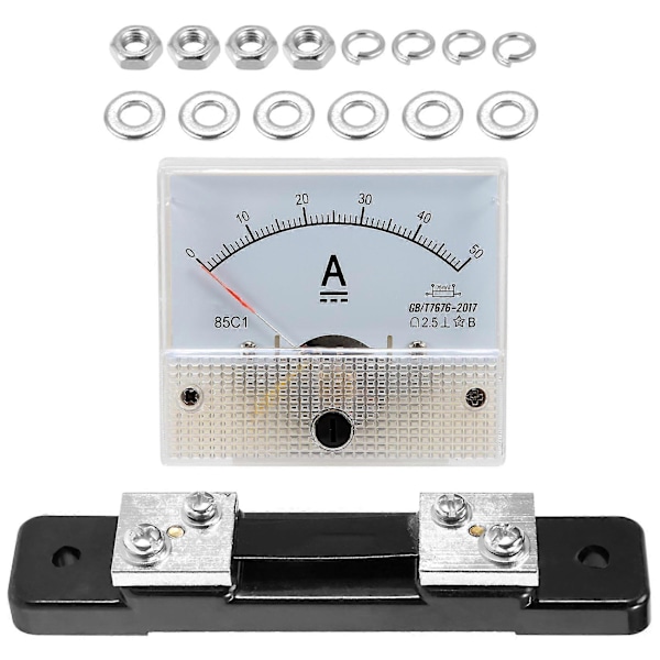 DC 0-50A Analog Ampere Meter Strömmätare Panel + 50A 75mV Shuntmotstånd