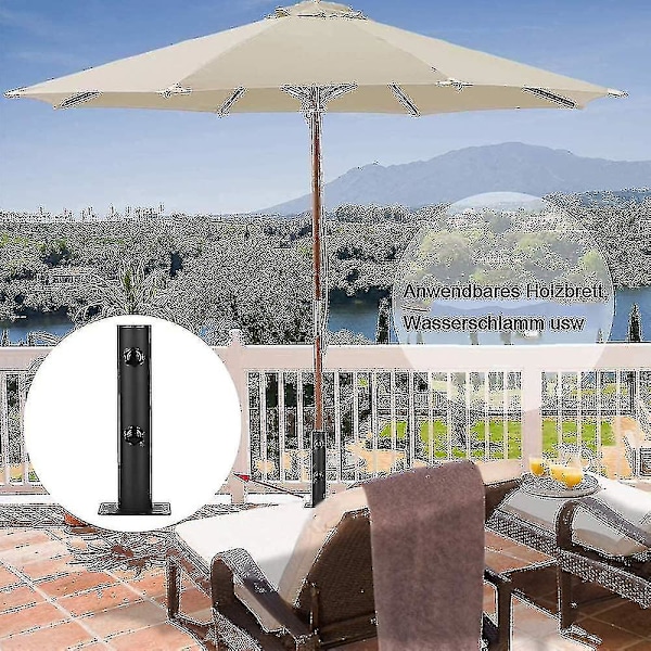 Kraftig Firkantet Stål Parasolfod med Justerbar Knap, Parasolholder til Terrasse, Docks, Picnicborde