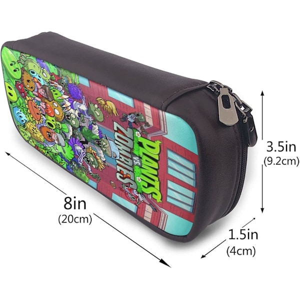 Plants VS Zombies Nahkakynäkotelo Suuri kapasiteetti vetoketjulla Suuri säilytystila Kynä Kynäpussi Laatikon järjestäjä Käytännöllinen laukkupidike bd006234