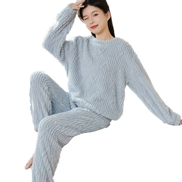 Höstens och vinterns V-formade ihåliga kvinnors bekväma lös sammets pyjamas pyjamas i ren bomull