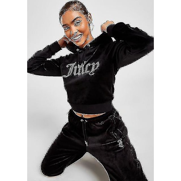 Velour Juicy -ompelupuku Hupparit sametti vetoketjullinen collegepaita ja housut setti urheiluvaatteet 2023 Naisten kevät/syksy verryttelypuku lyhyt toppi paras lahja jouluksi pullover style L
