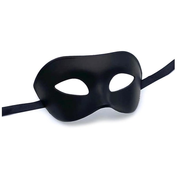 Maske for menn i sort, Halloween venetiansk voksenmaske, sort Mardi Gras-maske (1 stk, sort) LANG
