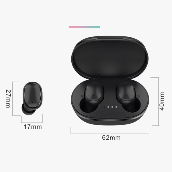 A6S TWS Bluetooth 50 In-ear-øretelefoner Stereo Button Sports-øretelefoner med trådløs mikrofon til løb Black no display