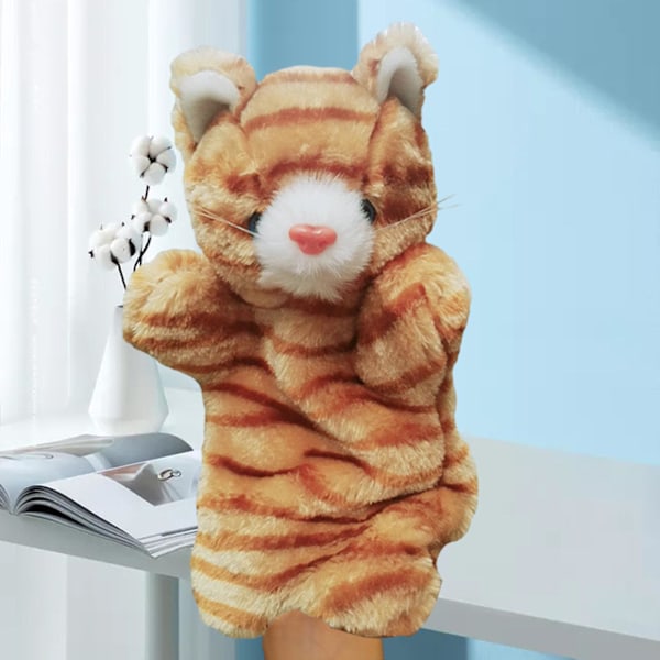 25cm Kattunge Djur Handdocka Plysch Leksak Barn Kid Cartoon Katt Låtsas Berätta Saga Dock Leksak Förälder-Barn Spel Dock