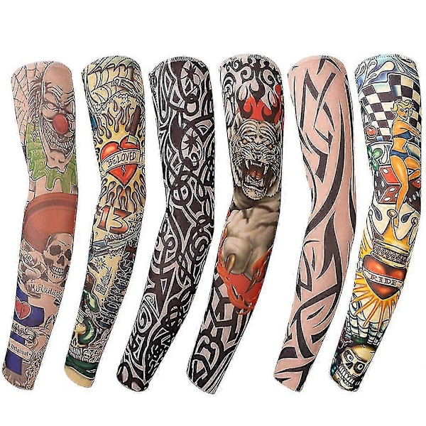 6 stk. Kunst Arm Fake Tatoveringsærmer Cover Til Unisex Fest Cool Mand Kvinde Mode Tatoveringer & Body Art Midlertidig Vandtæt cy