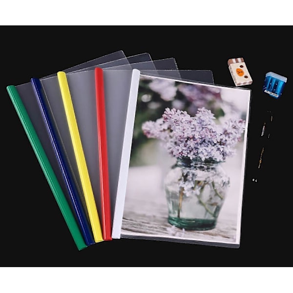 10 st A4 Transparenta Clip Bar Filer Rapport Projekt Presentation Slide Binder Mappar (blandade färger)