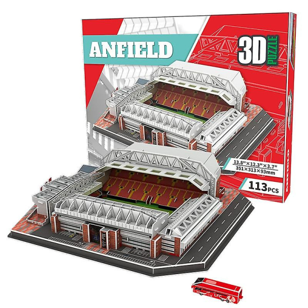 3D-papirpuslestadion i Anfield, Liverpool, 3D-puslespilmodel, legetøj, ornamenter, gaver, stor størrelse