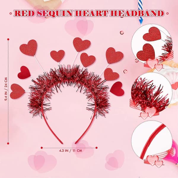 Hjerte Hodebånd Hjerteform Solbriller Sett Valentinsdag Glitter Hjerte Hår