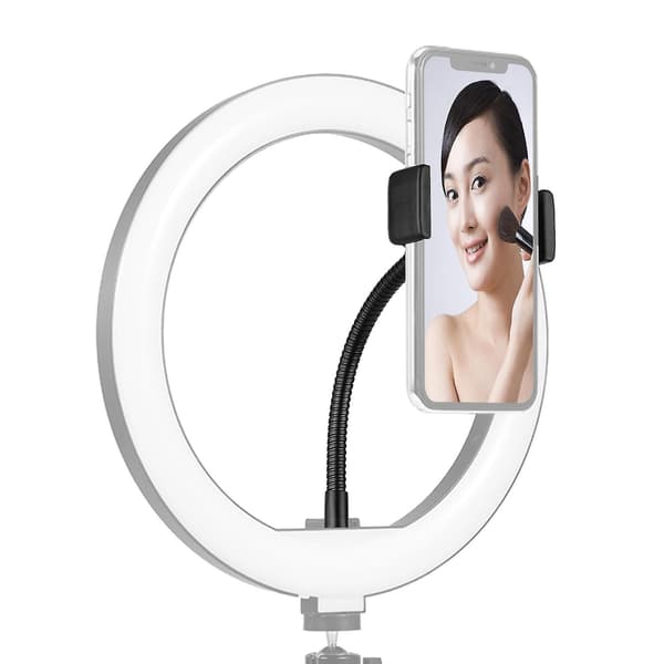 Foldbar Telefonklemme Holder Stativ Med 1/4 Skrue Montering Til LED Ringlys Smartphone Montering Kompatibel Med Iphone Android Smartphones Sort