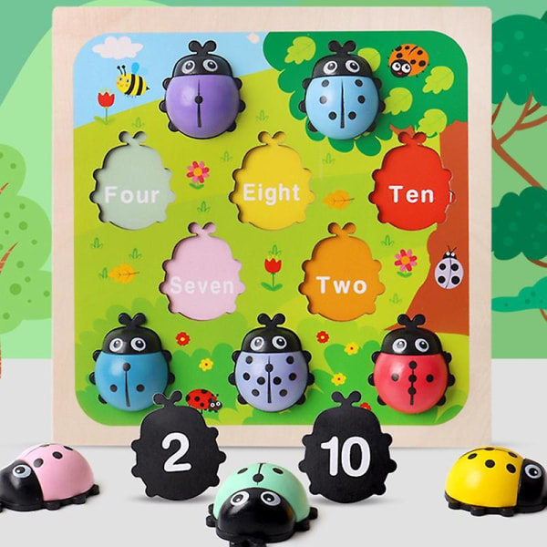 1 set Leppäkerttulelut Sarjakuva interaktiiviset puunumerot Kognitointia opettavat lelut lapsille