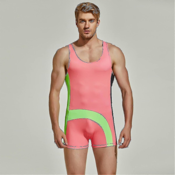 Herrkläder utomhus sport fritid en-delad matchande baddräkt Pink L
