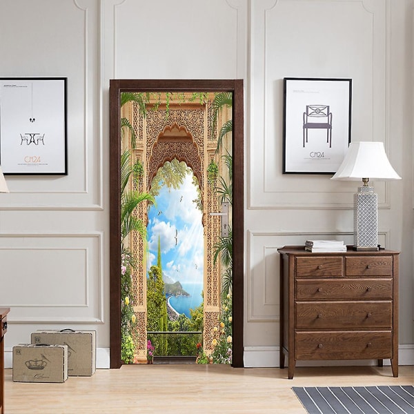 3D Maisema-taustakuva Itsekiinnittyvä seinä-ovitarra Tarra Makuuhuoneen sisustusseinämaalaus
