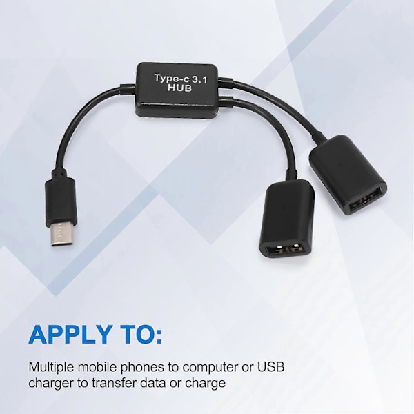 Typ C OTG USB 3.1 2.0 Hona OTG Laddning 2 Port HUB Kabel Y Splitter